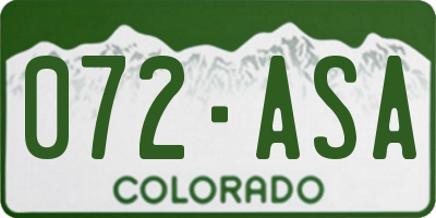 CO license plate 072ASA