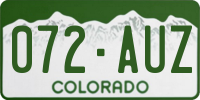 CO license plate 072AUZ