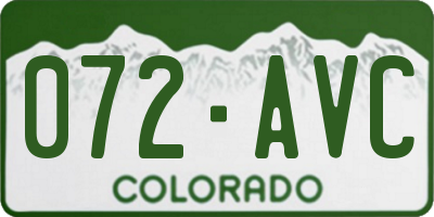 CO license plate 072AVC