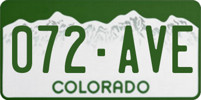 CO license plate 072AVE