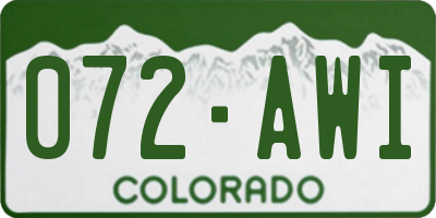 CO license plate 072AWI