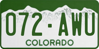 CO license plate 072AWU