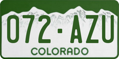 CO license plate 072AZU