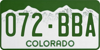 CO license plate 072BBA