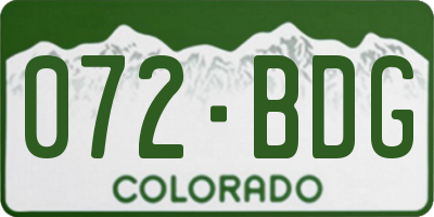 CO license plate 072BDG