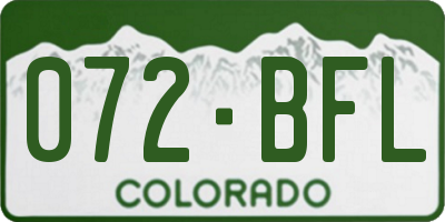 CO license plate 072BFL