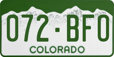 CO license plate 072BFO