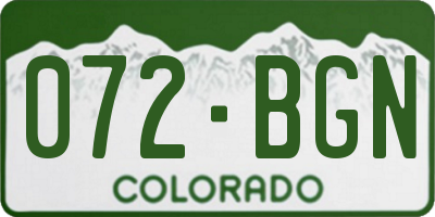 CO license plate 072BGN