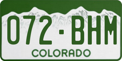 CO license plate 072BHM