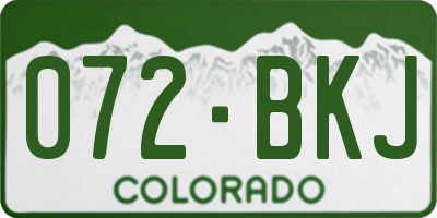 CO license plate 072BKJ