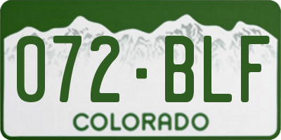 CO license plate 072BLF