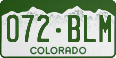 CO license plate 072BLM