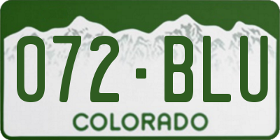 CO license plate 072BLU