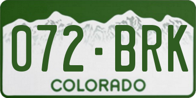 CO license plate 072BRK
