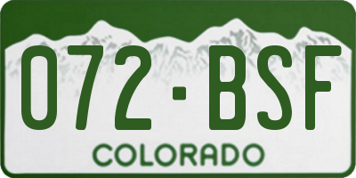CO license plate 072BSF
