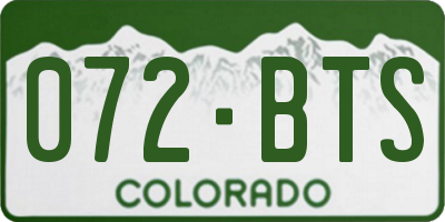 CO license plate 072BTS