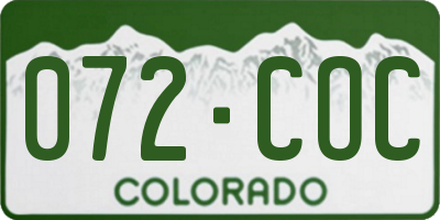CO license plate 072COC