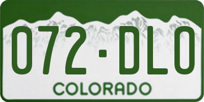 CO license plate 072DLO
