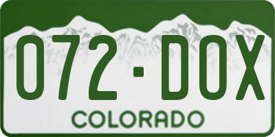 CO license plate 072DOX