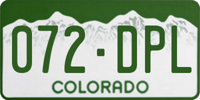 CO license plate 072DPL