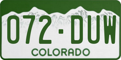 CO license plate 072DUW
