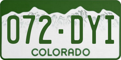 CO license plate 072DYI