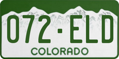 CO license plate 072ELD