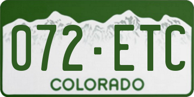 CO license plate 072ETC