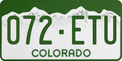 CO license plate 072ETU