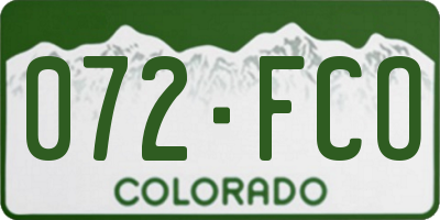 CO license plate 072FCO