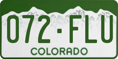 CO license plate 072FLU