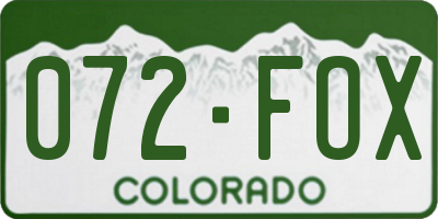 CO license plate 072FOX