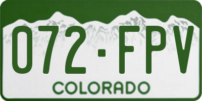 CO license plate 072FPV