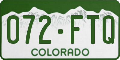 CO license plate 072FTQ