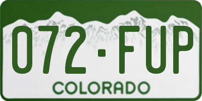 CO license plate 072FUP