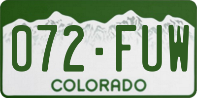 CO license plate 072FUW