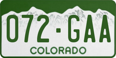 CO license plate 072GAA