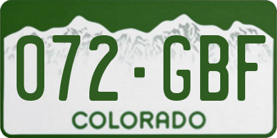 CO license plate 072GBF