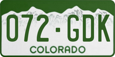 CO license plate 072GDK