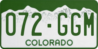 CO license plate 072GGM