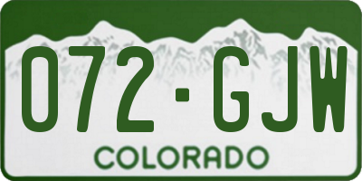 CO license plate 072GJW