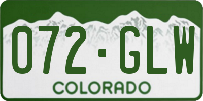 CO license plate 072GLW