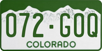 CO license plate 072GOQ