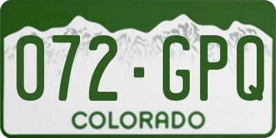 CO license plate 072GPQ