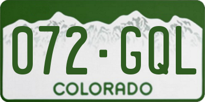 CO license plate 072GQL