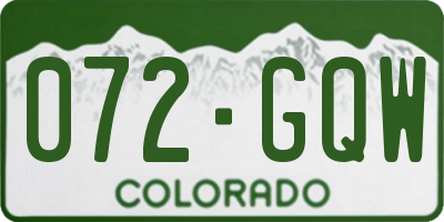 CO license plate 072GQW