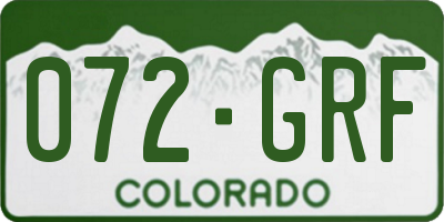 CO license plate 072GRF