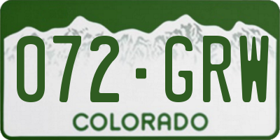 CO license plate 072GRW