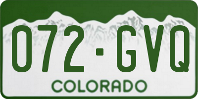 CO license plate 072GVQ