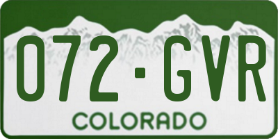CO license plate 072GVR